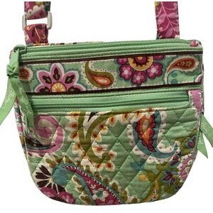 Vera Bradley Crossbody Bag Small Green Pink Little Flap Hipster Tutti Frutti